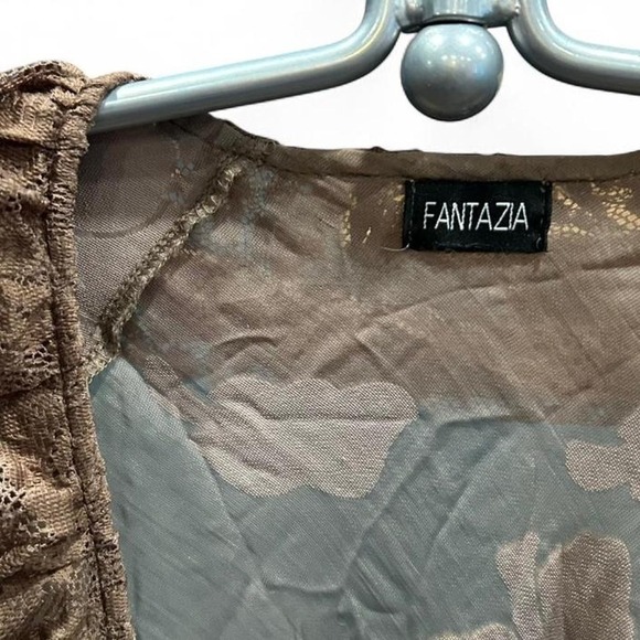 Women's Lace & velvet whimsical fairy top by Fantazia size L- 22" flat ptp - Picture 3 of 7